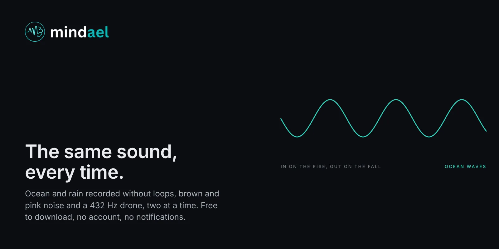 Mindael as an app for anxiety, playing ocean waves to breathe with during a spike, free on the App Store