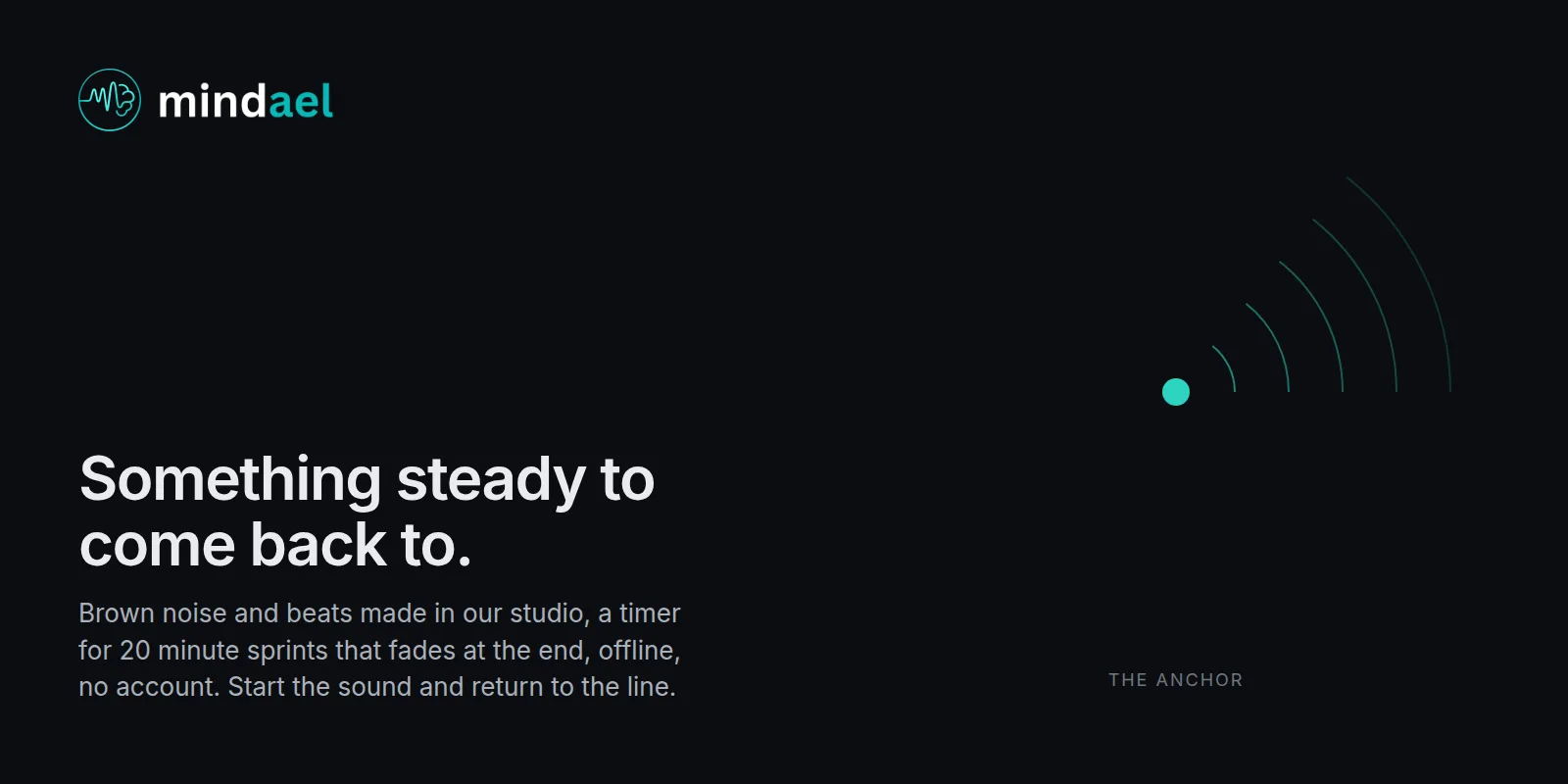 Mindael app for better concentration with brown noise, binaural beats and a sprint timer, free on the App Store