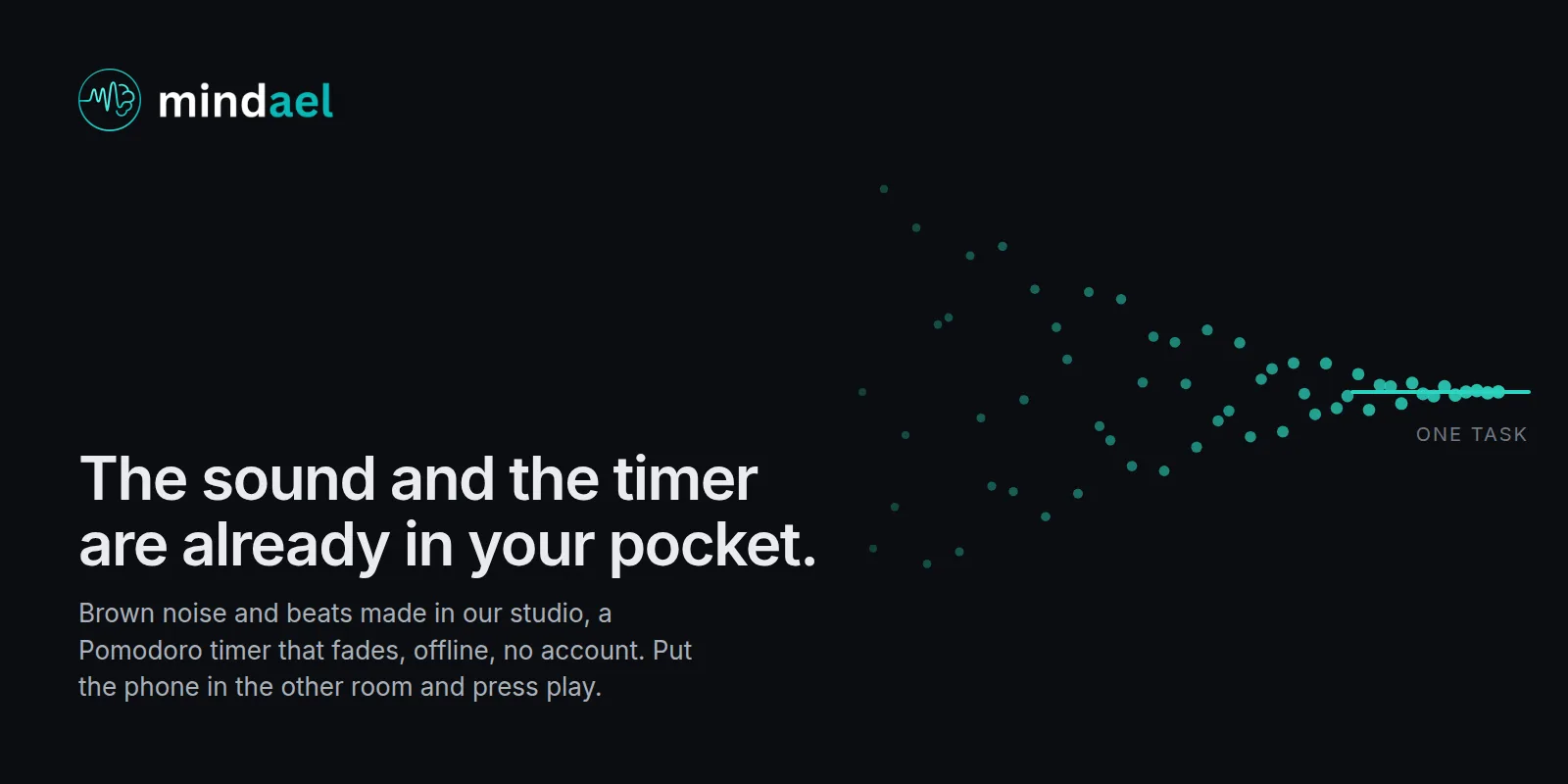 Mindael app for better focus with brown noise, binaural beats and a Pomodoro timer, free on the App Store