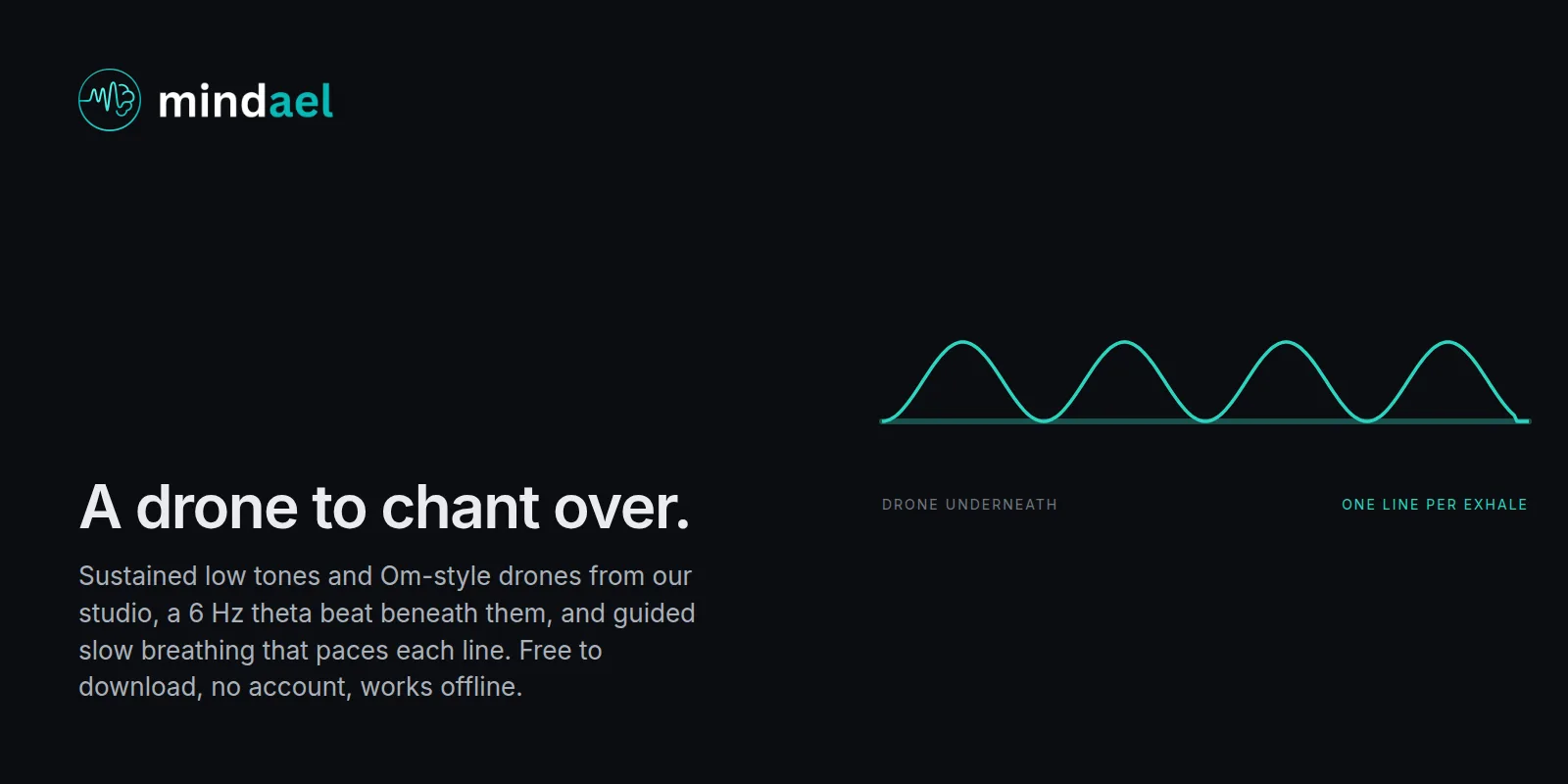Mindael app for chanting the Gayatri mantra over a sustained drone with guided slow breathing, free on the App Store