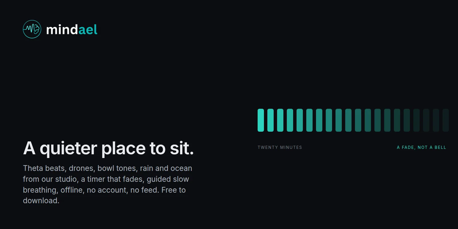 Mindael app as a free alternative to Insight Timer with theta beats, drones and a fading timer, free on the App Store