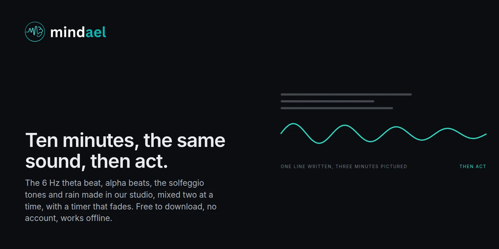 Mindael app for a morning goal-setting and visualisation practice with a theta beat and 528 Hz, free on the App Store