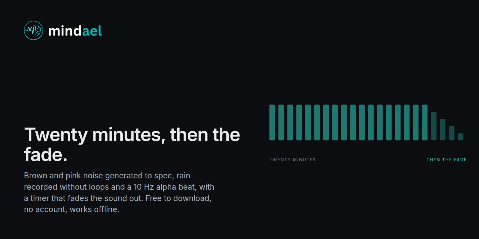 Mindael app playing brown noise for a twenty-five minute afternoon nap, free on the App Store