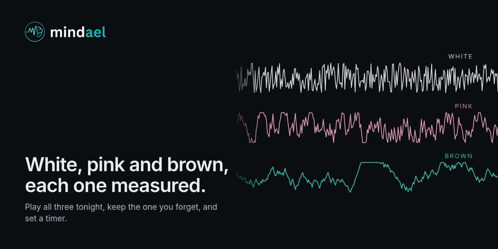 Mindael app with studio-measured brown noise for sleep and focus, free on the App Store