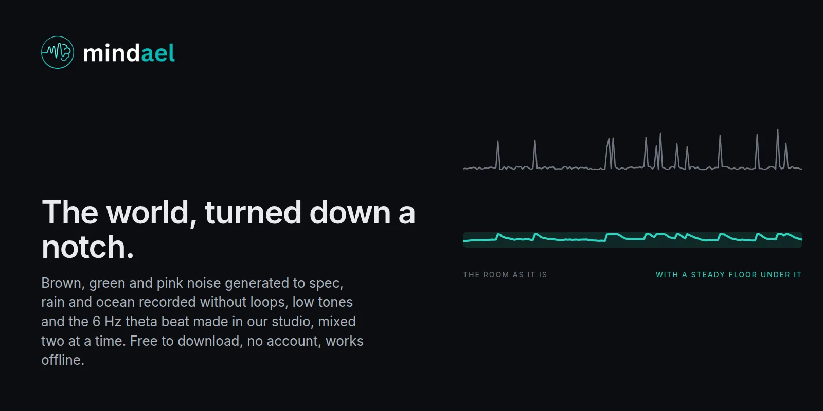 Mindael app for highly sensitive people with brown noise and rain to turn a loud day down, free on the App Store