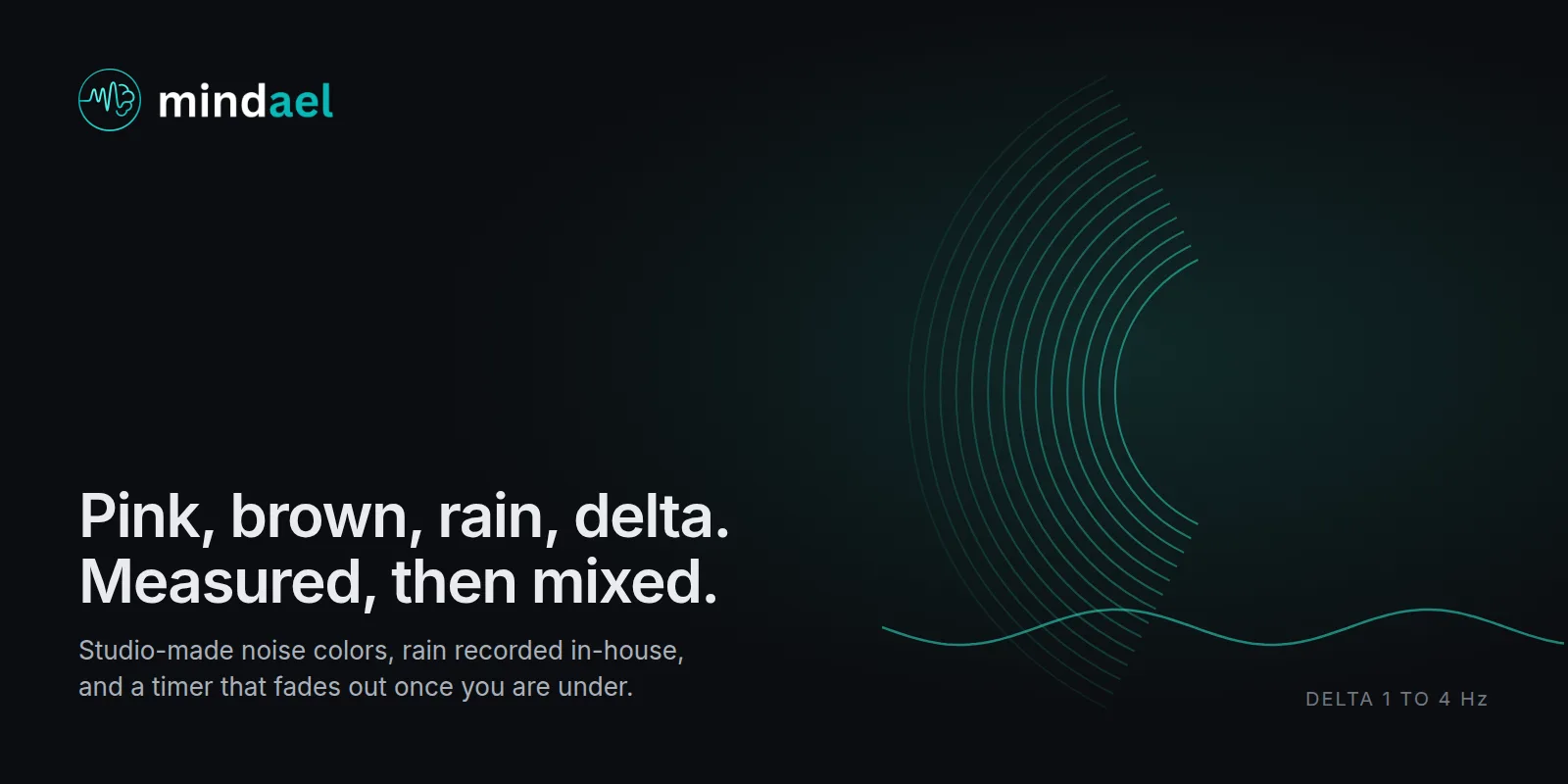 Mindael sleep sounds app with pink noise, brown noise, rain and a sleep timer, free on the App Store