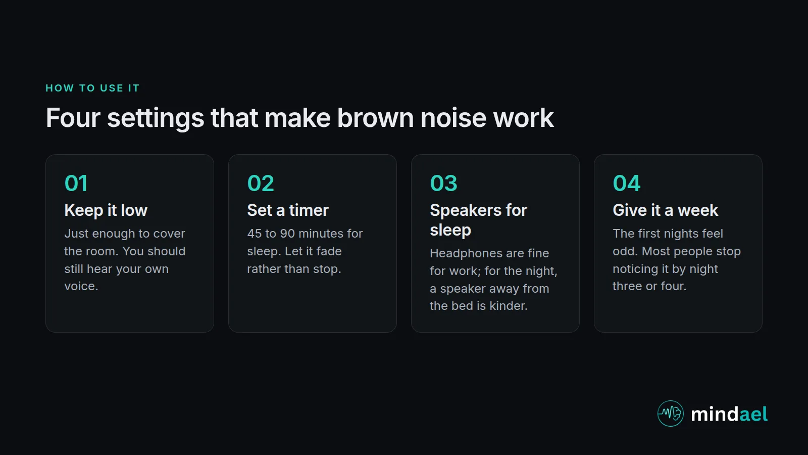 How to use brown noise for sleep and focus: keep it low, set a timer, use a speaker at night, give it a week